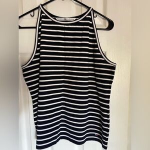 Tommy Hilfiger Black and White Striped Sleeveless Top